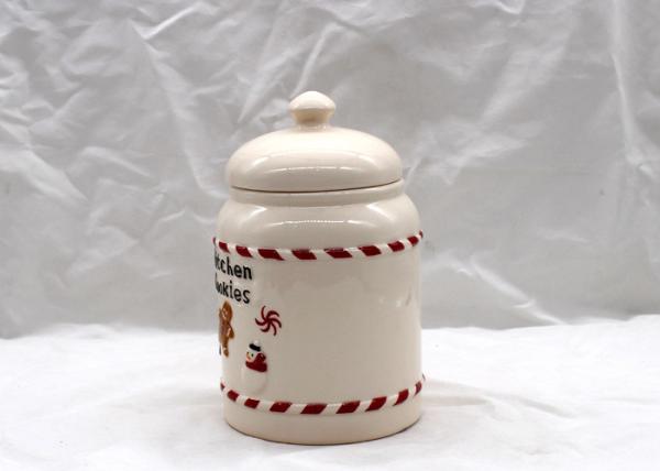Christmas Snack Treat Ceramic Cookie Jar Snowman Design With Lid Strong Dolomite