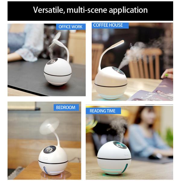 3 In 1 Usb Ultrasonic Humidifier 300ml Mini 2000mah Colour Changing Light Diffuser