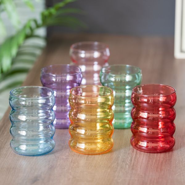 300ml Spiral Glasses Ribbed Drinking Glass Cup Wave Bubble Tumbler Creative Vintage Iced Coffee Glasses Cup