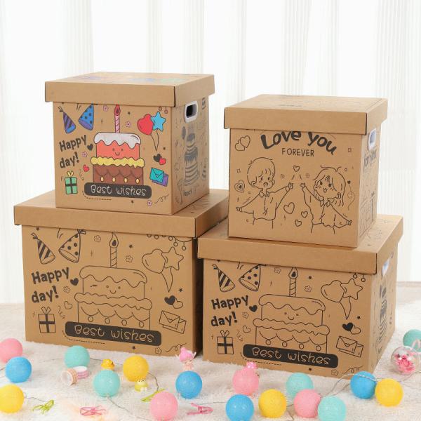 Large Cardboard Birthday Gift Box Packaging Box Custom Snack Packaging Gift Box Graffiti Printing