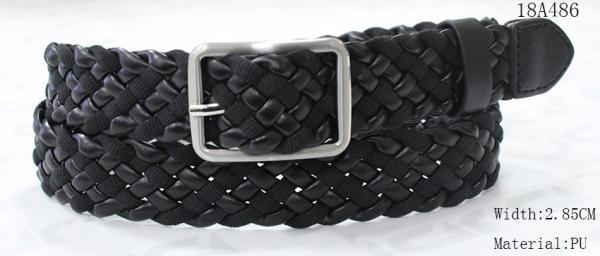 Black PU / Webbing Tape Womens Braided Belt With Nickel Satine Buckle