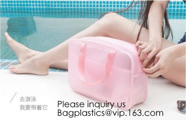 Custom design PU cosmetics zipper pouches transparent PVC wash gargle bags,China Wholesale Travel Transparent Lattice