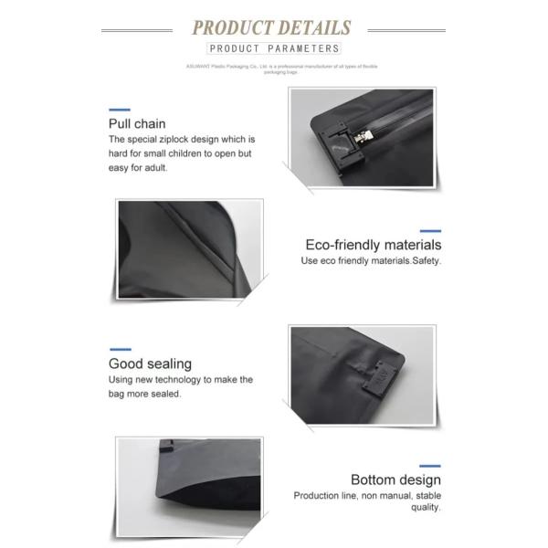 Polyethylene Aluminum Mylar Exit Plastic Zipper Packaging Pouch Child Resistant