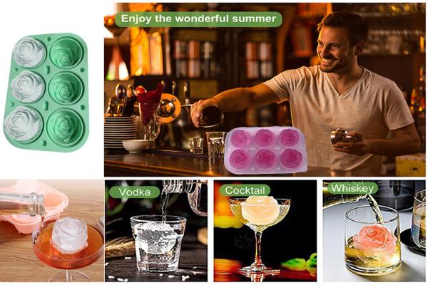 Silicone Rose Ice Cube Molds For Cocktails Whiskey XL Rose Flower Ice Cube Chocolate Soap Tray Mold Silicone Party Maker