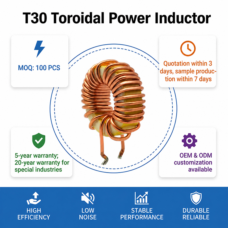 Stable High Current T30 Toroidal Inductor Efficient Low DCR Power Choke Coil