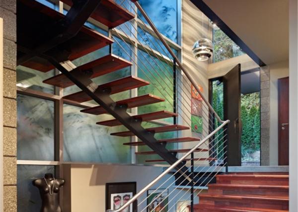 Open Riser Steel Beam U Shaped Staircase Design Building Regulations Stairs