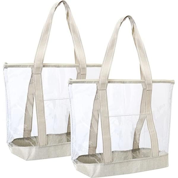 Clear Custom Shopping Bags Carrier Transparent PVC Tote Bag Stadium Outdoor Beach 14x5x13