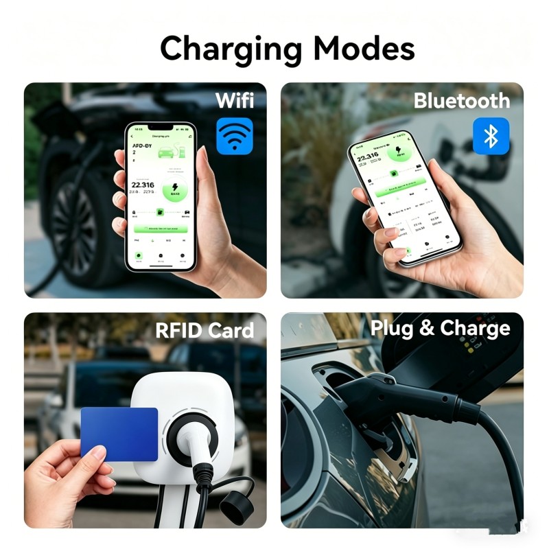 11kW 32A Smart Control EV Wallbox Charger with 380V Input for Single/Three Phase Type 1/2 Wall-mounted EV Charging Station
