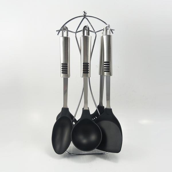 Nylon Kitchen Utensils Set with Rotating Stand and Multi-functional Kitchen Gadgets