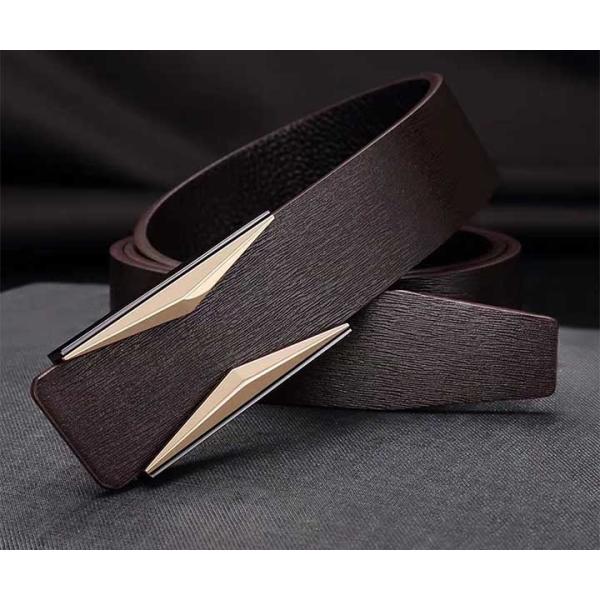 Prong Buckle Distressed Leather Belt 3.5cm Wide Classical
