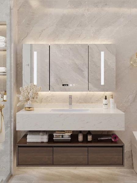 Marble ceramic basin Bathroom Sink Mirror Cabinet Multi Layer