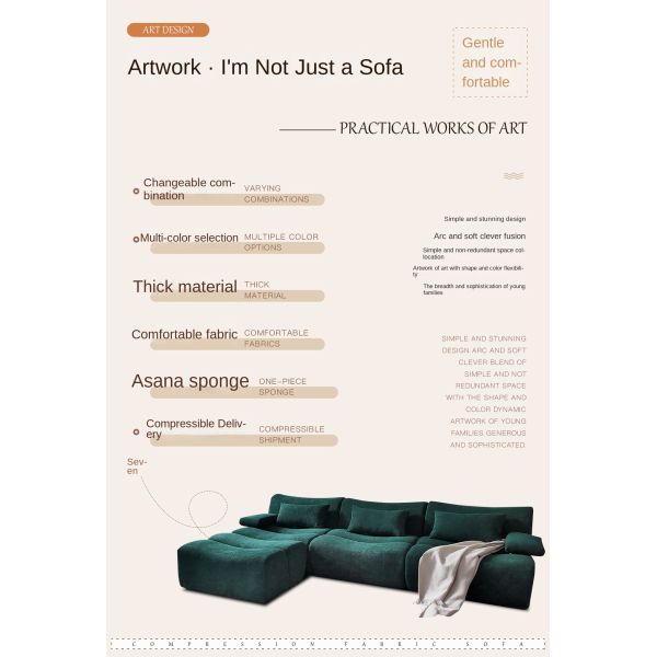 Customized Durable Modular L-Shape Sectional Sofa Set Modern Living Room Couch Sponge Filling Fabric Compressed Couch Apartments