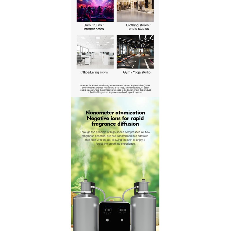 Waterless Large Area Commercial 15000CBM Scent Diffuser Machine Fragrance HVAC Aroma Diffuser 5L Bottle Electric Diffusers
