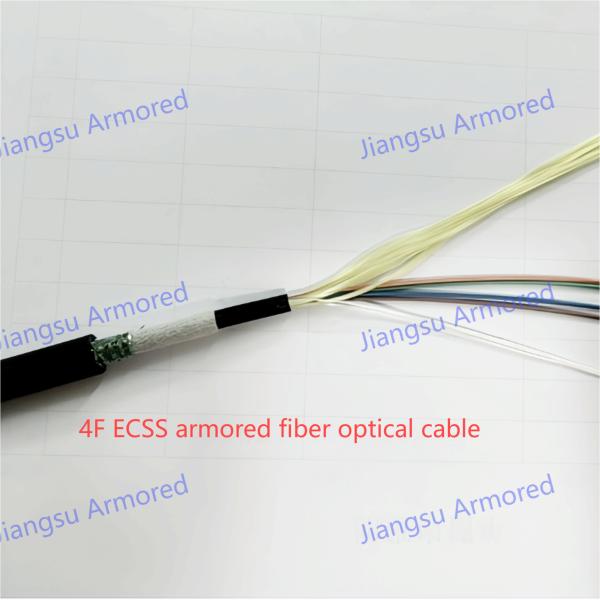 4 Core ECCS Corrugated Steel Armored Fiber Optical Cable 8.2mm HDPE Rodent Resistant