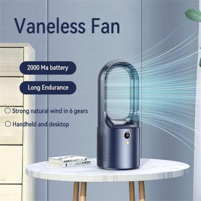 Branco Bladeless Handheld quente e frio do fã com purificador do ar