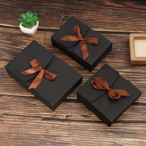 Wholesale Row Candy Boxes Custom Folding Boxes Printed Gift Boxes Black Kraft Paper Boxes