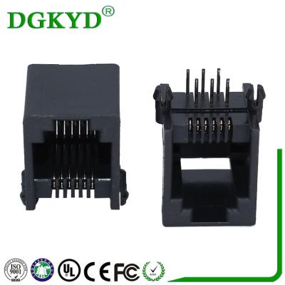 Conector de abrigo plástico preto de Jack de telefone 6p6c Rj11