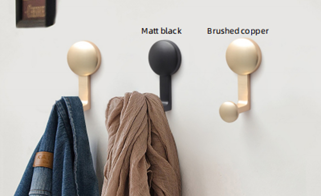 GRH Wholesale Modern Simple Hook Zinc Alloy Bathroom Towel Coat Hat Hook Matt Black Wall Mounted Prong Robe Hooks