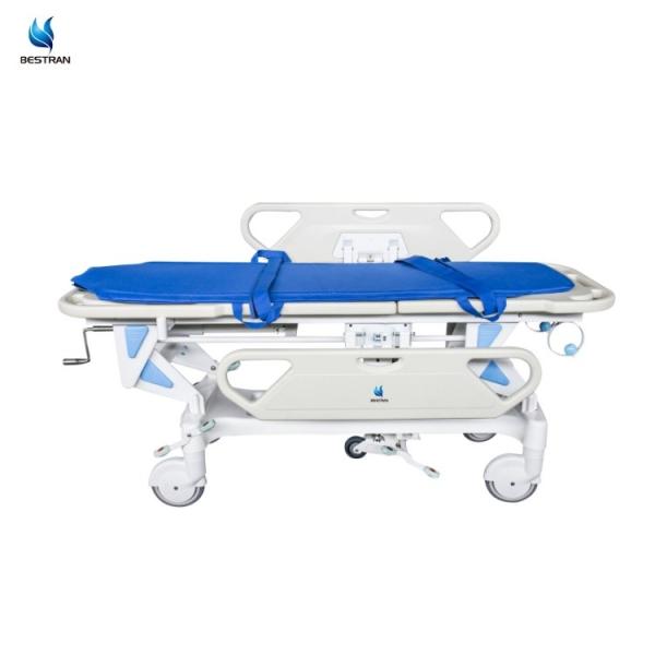 Adjustable Stretcher Trolley For Patients Hospital Gurney With Locking Wheels IV Pole