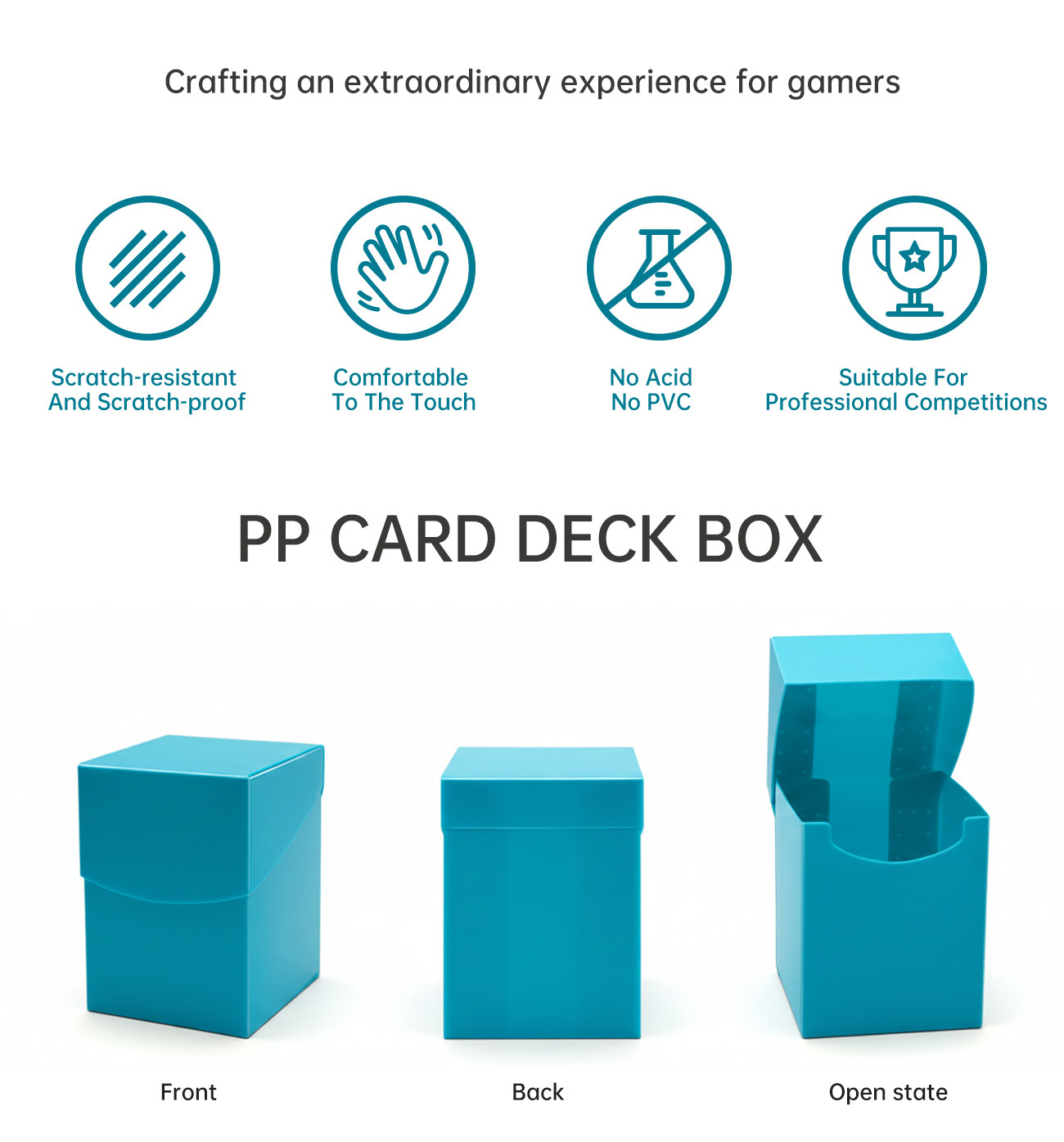 Customizable PP Deck Box 100 Card Capacity Branding Surface for Game Publishers