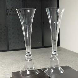 80cm Alto Trombeta Reversível Arranjo de Flores Porta Vaso de Vidro Decoração de Casamento