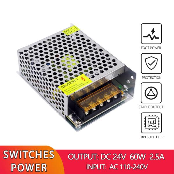 Подгонянный отрегулировал AC 100V 240V электропитания переключения к DC 24V 2.5A 60W