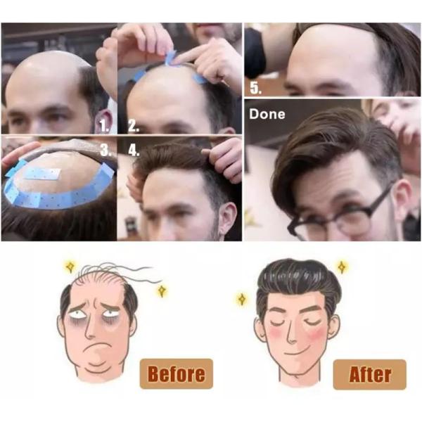Swiss Lace Injected Toupee for Men 100% Human Hair Replacement System 24mm Texture