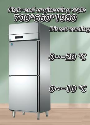 600L 2 Door Commercial Freezer Direct Cooling Dual Temperature Refrigerator Freezer