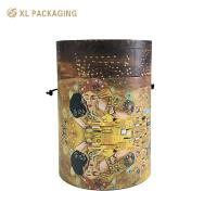 Black Cotton Handle Custom Logo Round Cylinder Paper Tube Colorful Design T-Shirt Packaging Tube