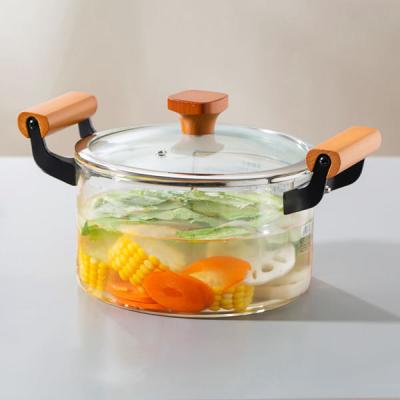 2.2L Clear Borosilicate Glass Kitchen Wares Cooking Pot Heat Resistant Hand Blown