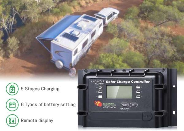 60A PWM Digital Solar Charge Controller 12V 24V With Remote Display