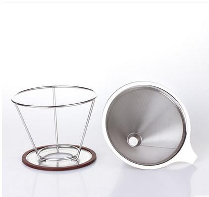 stainless steel pour over cone dripper reusable coffee filter cup stand