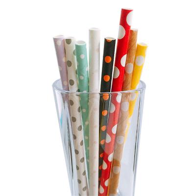 Sturdy And Thick Polka Dot Paper Straws Durable Compostable FDA Approved
