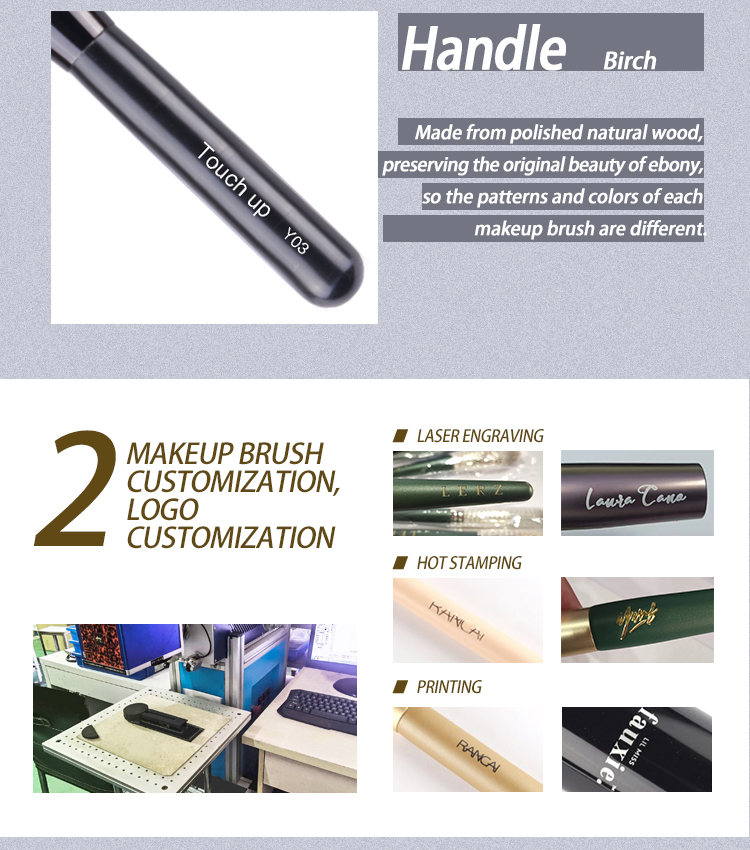 Sable Grey Flat Round Large-Area Blush Brush for Contouring & Blush, OEM/ODM Services Available-Product Code: Y03