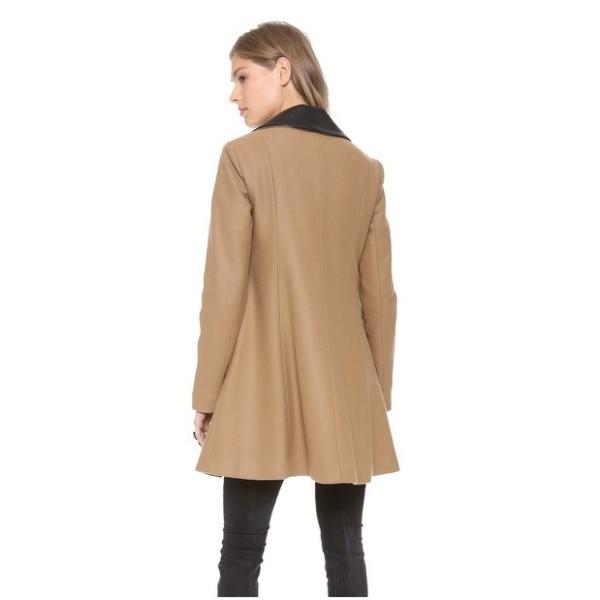 Prendas de vestir exteriores beige Ct001 del invierno de la mezcla de lanas de Vince con el cuero del grado de la altura, poliéster del 40% para la mujer