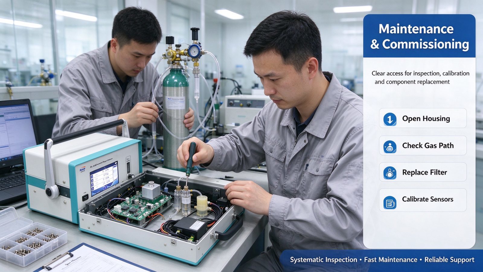 Metal Calorific Value Portable Gas Analyzer Tester For CO2 CH4 H2S O2 Methane Gas Detection