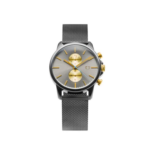 Mesh band stainless steel case men chronograph watch with 5atm water resistant