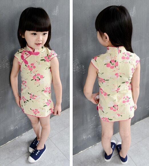 2016 Fashion Girl Kid's Chinese Style Dress Cheongsam Cute dress