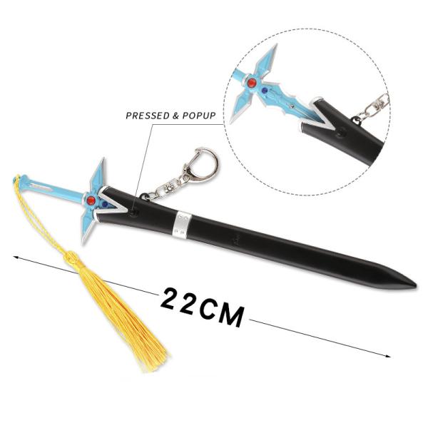 Blue Art online Sword Keychains Katana Mini Metal Sword Sao Dark Repulse Key Chain 22Cm Gift Toys Art For Man