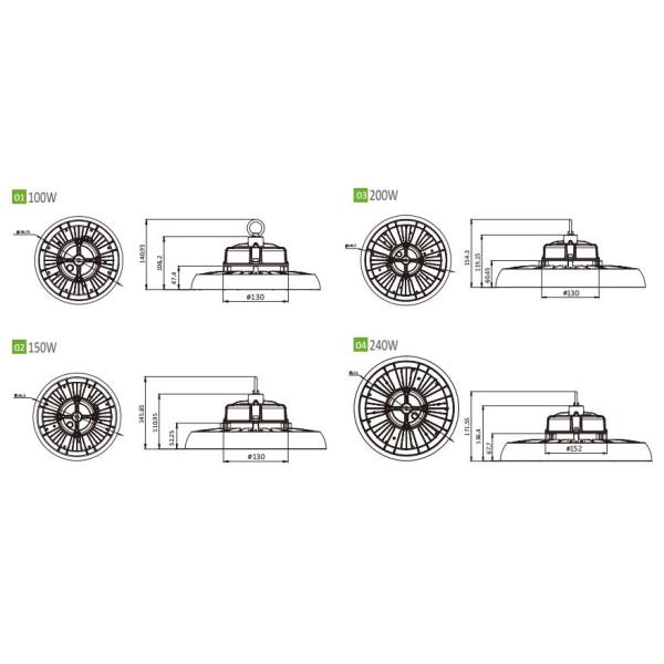 Свет залива СИД высокий для света IP66 100W 150W 200W 240W фабрики завода склада с аварийным набором