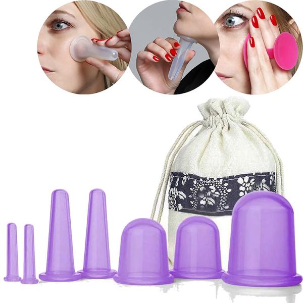 7 Piece Silicone Cupping Set for Body and Face Vacuum Cup Face Massager Tools