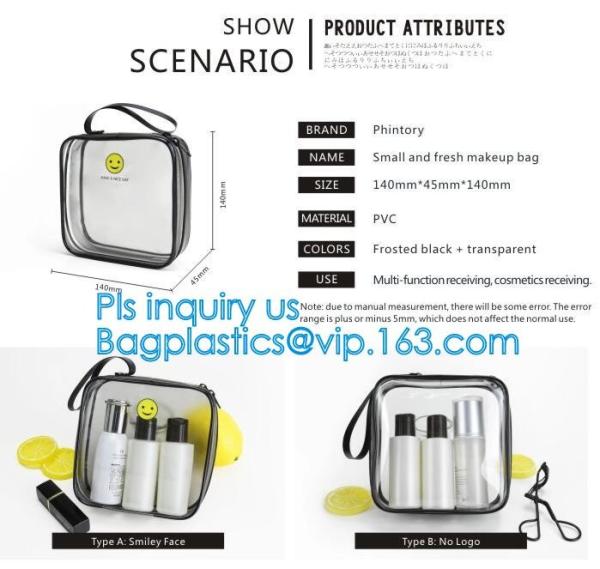 transparent pvc easy take away travel use toothbrush bag, printed zipper PVC Travel Bag For Toothbrush, travel pvc toile