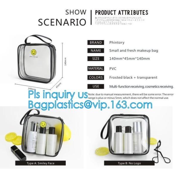 recyclable travel PVC cosmetic bag travel set bag, PVC Zip Lock Plastic Cosmetic Travel Packaging Bag, PVC Zipper Travel