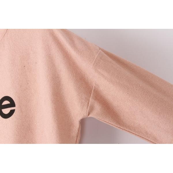 Printing Pink Pullover Sweatshirts Crew Neck Womens French Terry Sweatshirt