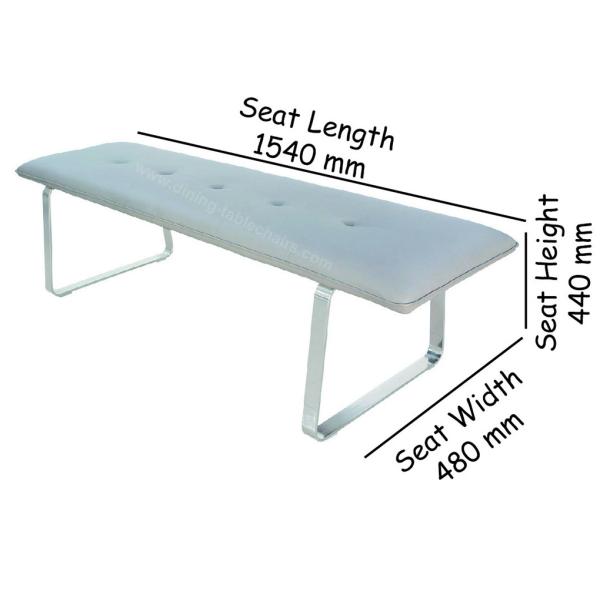 Polyurethance PU Modern Dining Bench Heavy Duty Brushed Steel Leg