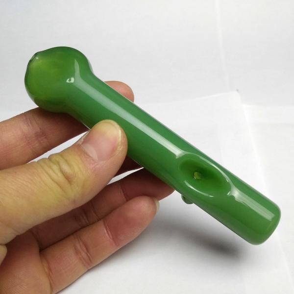 White / Green Glass Hand Pipes , Heady Spoon Pipes 4.3