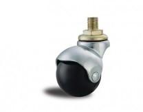 2 threaded stem ball caster black rubber caster, 2 ball caster, furniture castors