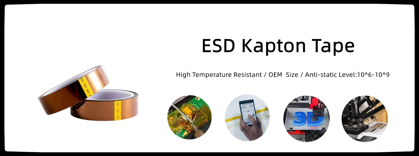 ESD Kapton Tape обслуживание вкладыша выпуска 50мик ставит точки формы ленты Кэптон ЭСД в высоком диэлектрике