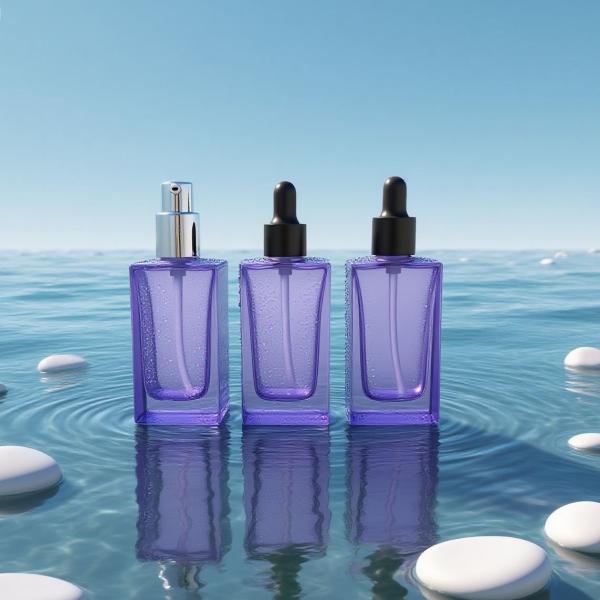 Customizable 30ml Square Glass Eye Serum Bottle with Dropper for Cosmetic Serum - Recyclable