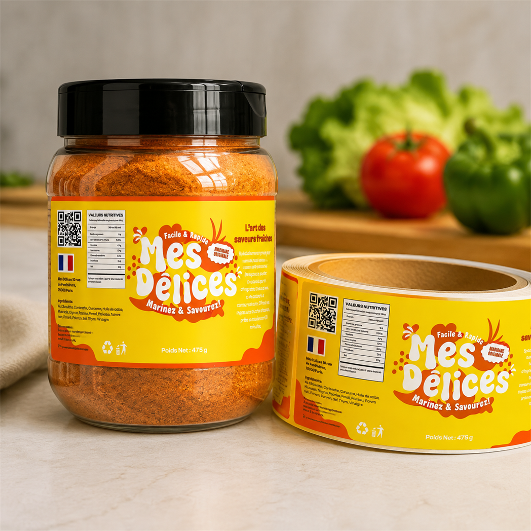 Factory Personalised Printed Vinyl Bopp glossy Finish Label Sticker Color marinade sauce seasoning Label Peanut Butter Food Jar Label Sticker